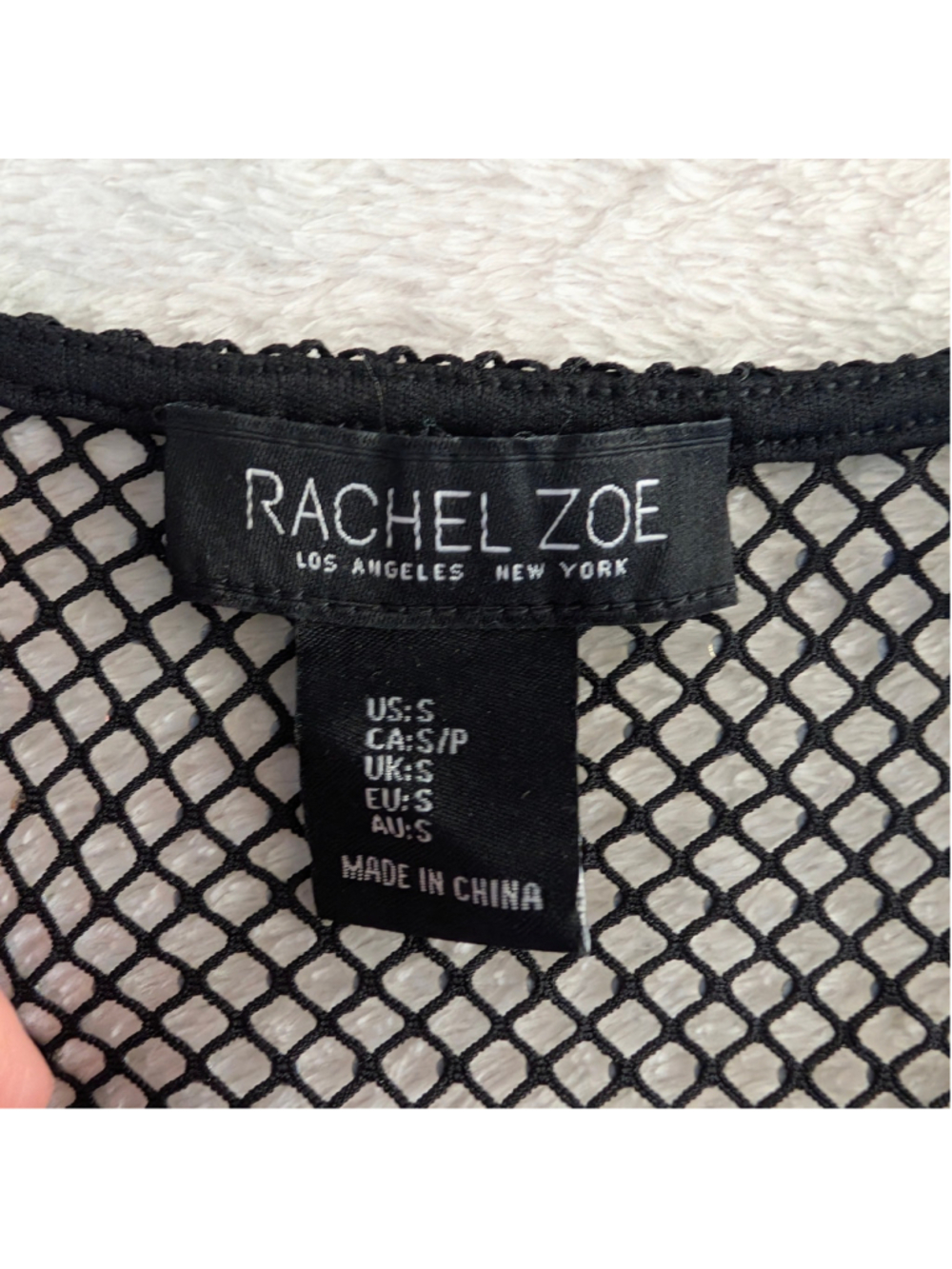 Rachel Zoe Black Iridescent Unlined Long Sleeve Mesh Top - Small - Picture 4 of 9